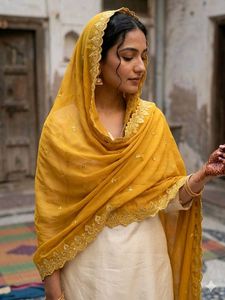 Embellished Mustard Yellow dupatta