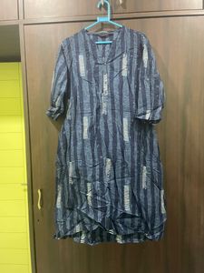 Blue Cotton Printed Everyday Kurta