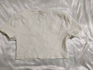 Cream Cropped T-Shirt