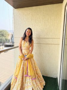 Beautiful Yellow Printed Lehenga Set