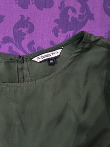 Stylish Olive Green Wrap Look Top