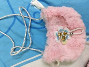 Cute Pink Faux Fur Coat, frock and pant