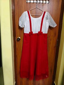 BRAND NEW Fully Embroidered Red &amp; White Dress