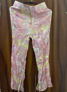 zara swirl marble satin flared trousers