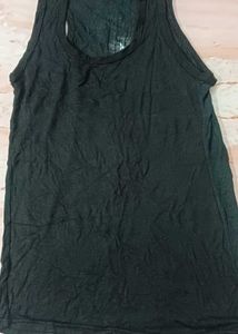 Chic Black Cut-Out Mesh Top with Tank