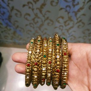 Exquisite Gold Bangles with Gemstones