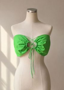 Bright Green Tie-Front Tube Top