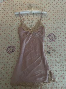 Pastel Pink Lace Trim Slip Dress
