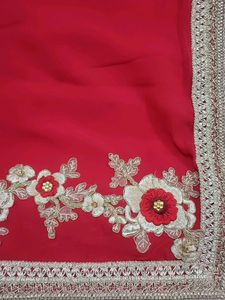 Stunning Red Embroidered Saree