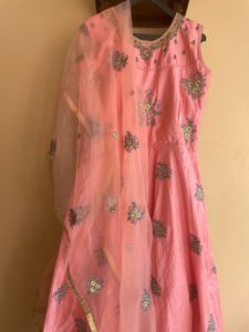 Elegant Pink Embroidered Anarkali