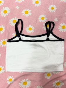 (S) H&amp;M White Yin Yang Crop Top