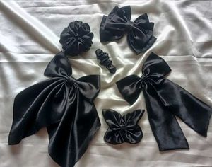 Elegant Black Satin Hair Accessories Set