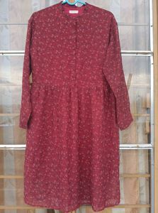 Charming Red Floral Print Dress