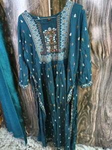 Teal Embroidered Kurta
