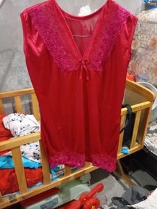Red Lace Trim Nightgown