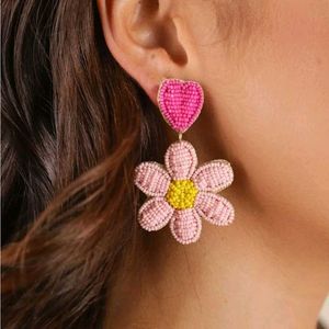 Pink Beaded Statement Earrings🩷