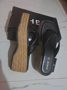 Shein slip on open toe Black Wedge Platform heels
