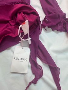 Purple Ruffle Meshy long Sleeve Mini Dress