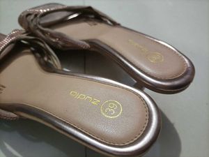 SALEZUDIO Rose Gold Heeled Sandals