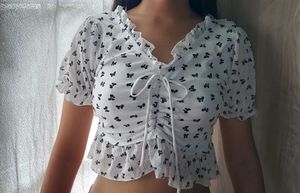 Floral Print Cinched Crop Top