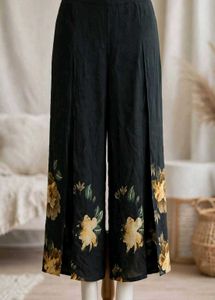 Black Palazzo Pants with Floral Print