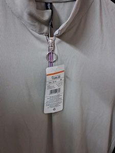 Stylish Beige Top with Zipper Detail