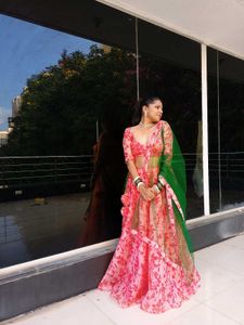 handmade Pink Floral Lehenga Choli