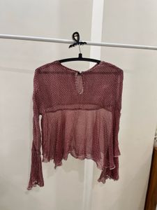 Mesh Chiffon TOP with flared bell sleeves