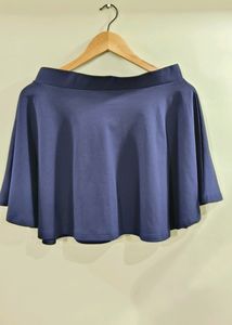 Purple Feather Navy Blue Skater Skirt (Women's)