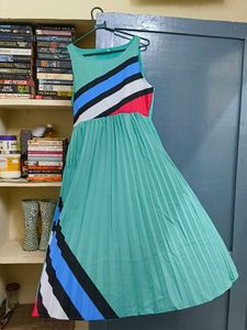 Boho Style Teal Pleated Dress