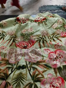 Embroidered Sleeveless Blouse and lehenga