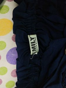 Navy Blue Bell Sleeve Top
