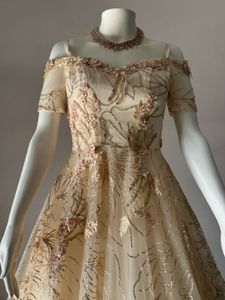 luxury Off-Shoulder Embellished Gown