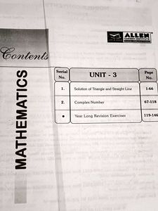 Allen Mathematics JEE (Main + Advanced) Unit 03