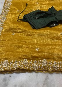 Elegant Yellow Embroidered Saree