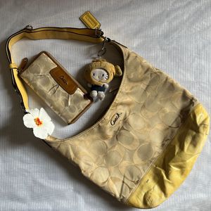 Coach Yellow Hobo Bag and Wallet Set