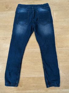 Men's Blue Distressed Denim Jogger Jeans