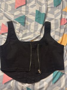 Black Denim Corset Top