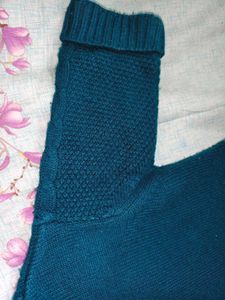 Teal Cable Knit Sweater Dress