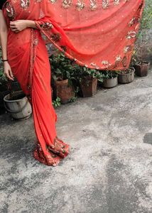 Elegant Orange Saree