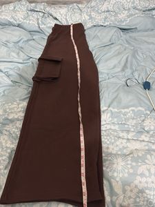 Brown Wide Leg Cargo Pants
