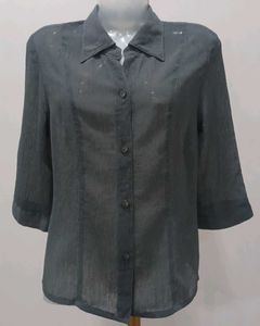 Elegant Gray Button-Down Top