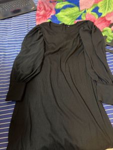 Black Dress with Puff Sleeves
