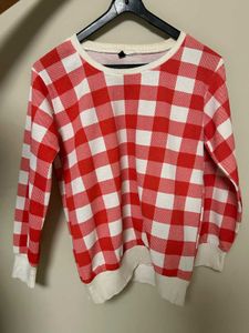 Red Gingham Sweatshirt