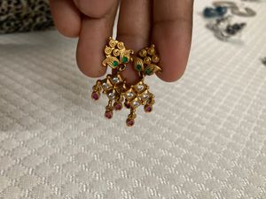Golden Earring With Multi Colour Stones