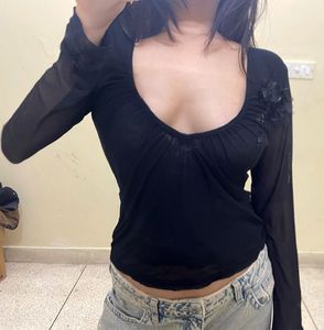 Chic Black Sheer Sleeve Top