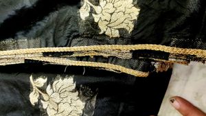 Black Dupatta With Big Flowers Butta On It & Gota