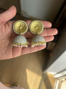 Elegant Jhumka Earrings with Pearl Drops