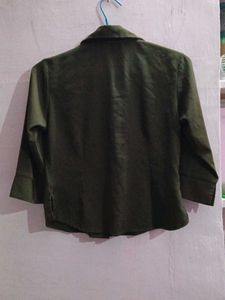Olive Green Button down shirt for women