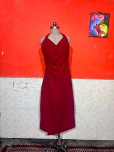 Elegant Red Halter Neck Dress